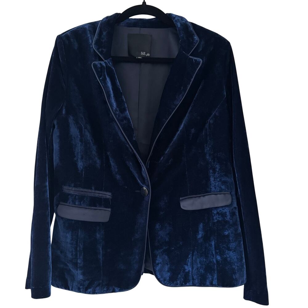 FATE BY LFD Womens Single Breasted Velvet Blazer Size M Whimsigoth Blue Notch